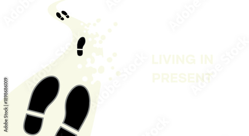 Footprints on Winding Path: Letting Go, Stepping Forward - Metaphor for Life's Journey, Isolated on transparent background. Future Ahead, Motivation, Success.