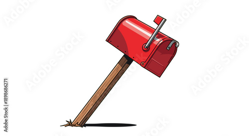 Cartoon Mailbox Angled, Upside Down, Communication Crisis. Homeowner Issues, Distorted Perspective, Isolated on transparent background. Vector Illustration For Design Elements.