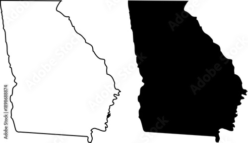 Georgia state map outline and silhouette for navigation and geographic projects