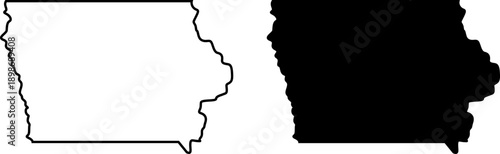 Iowa state map outline and silhouette for geographic designs