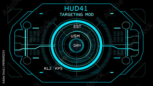 Futuristic heads up display showing targeting and estimated data points