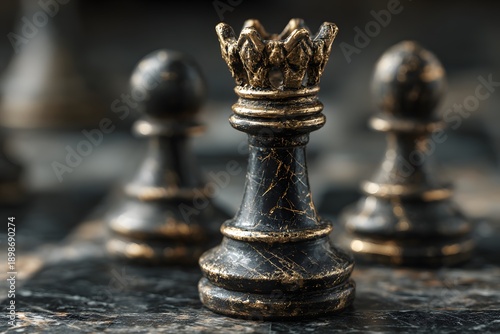 Wallpaper Mural Schwarze Schachfigur mit Krone als Symbol für Strategie und Macht
 Torontodigital.ca