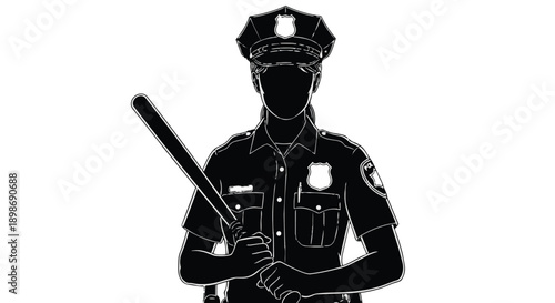 Police officer silhouette holding a baton