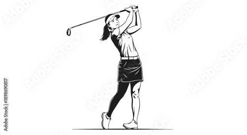 Woman swinging golf club in dynamic motion