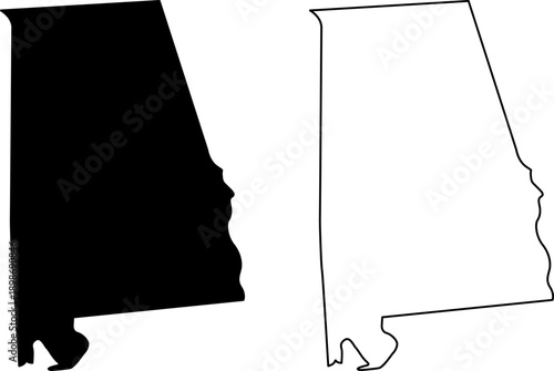 Alabama state outline in black and white