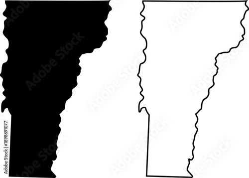 Vermont state map outline and silhouette for geographic designs