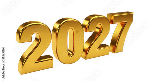 Golden 2027 isolated on transparent background happy new year