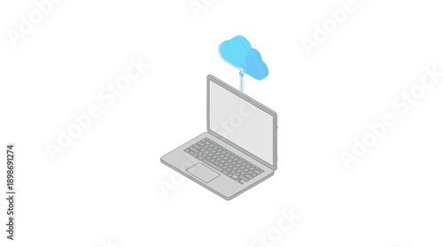 Cloud Computing Technology with laptop, a concept of data transfer