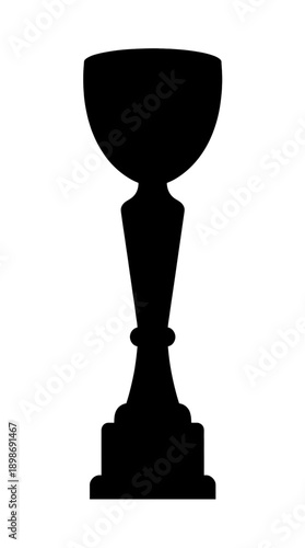 A single trophy silhouette stands tall, signifying achievement and recognition. The dark shape against the light background evokes feelings of aspiration, triumph, and success