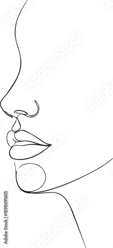 Minimalist line art depicting a woman s face in profile