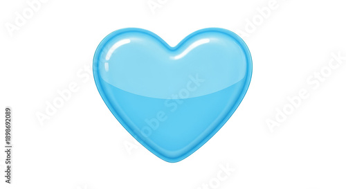 Glossy blue heart symbol of love and affection isolated on transparent background