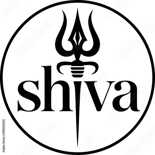 Shiva Trishul Symbol Vector Logo Icon Hinduism Religious Deity Graphic