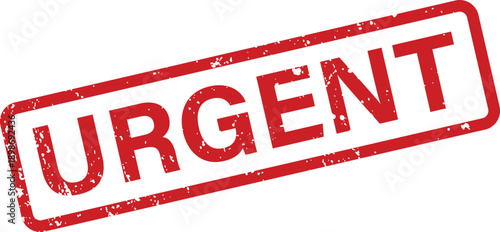 A red rectangular rubber stamp prominently features the critical word URGENT against a plain white background