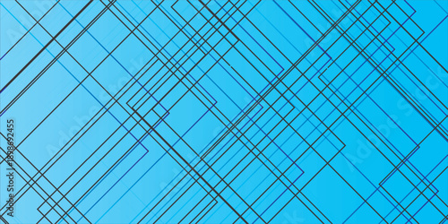 Abstract Geometric Pattern of Intersecting Blue Lines on a Light Blue Background.