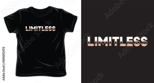 Limitless chrome effect typography graphic t-shirt design