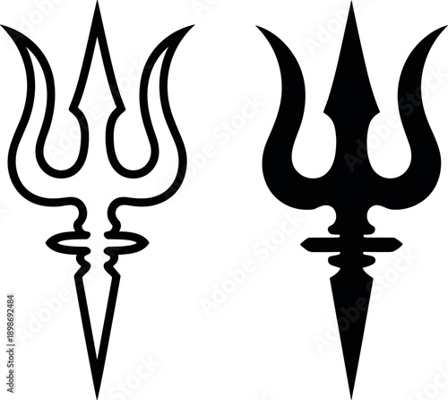 Trishul Vector Icons - Hindu God Weapon Symbols