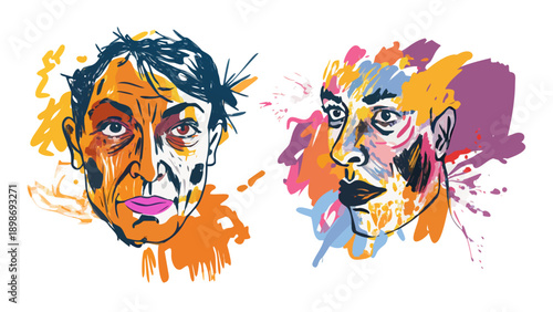 Abstract Expressionist Faces: Emotion Through Form & Colo