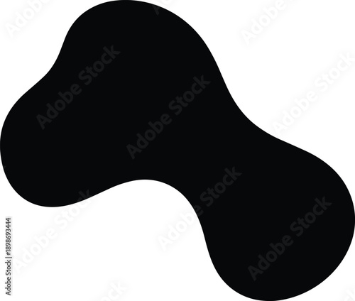 Abstract irregular organic black blob with smooth curved edges and fluid non-geometric contours on white background design