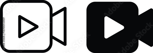 Two different types of camera icons with play buttons in the center.