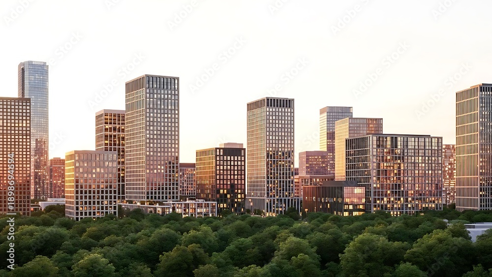 Fototapeta premium Modern cityscape at sunset