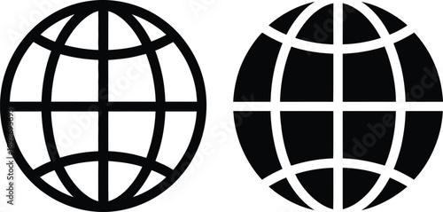 Fotografie Two contrasting globe icons with different line styles and shading