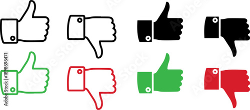 Universal Thumbs Up and Down Voting Icon Set