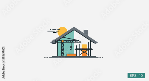 Modern eco house with solar panel roof and green energy concept illustration for sustainable smart home design
