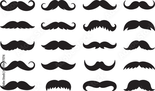 Collection of various mustache styles and shapes