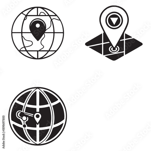 Minimalist Earth and Location Marker Illustrations
