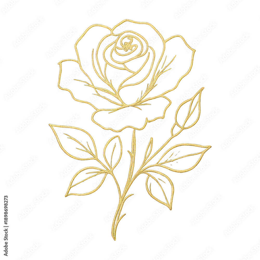 Naklejka premium PNG Elegant golden rose illustration.