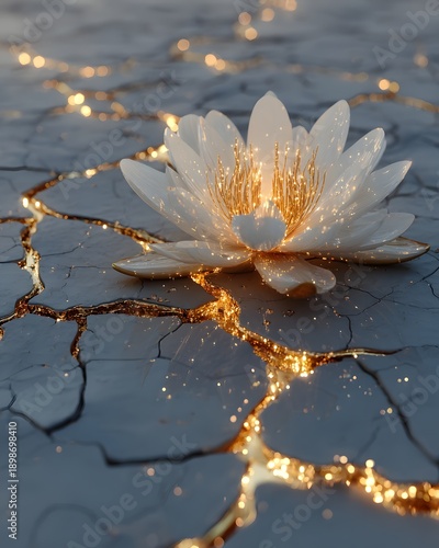 Wallpaper Mural Weiße Lotusblume mit goldenen Adern als Symbol für Heilung
 Torontodigital.ca