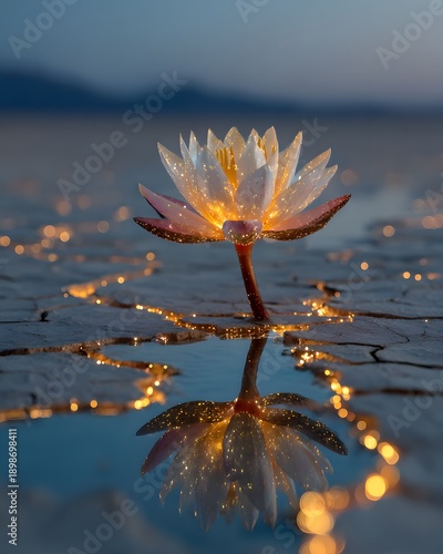 Wallpaper Mural Leuchtende Lotusblume auf trockenem Boden als Symbol für Hoffnung
 Torontodigital.ca