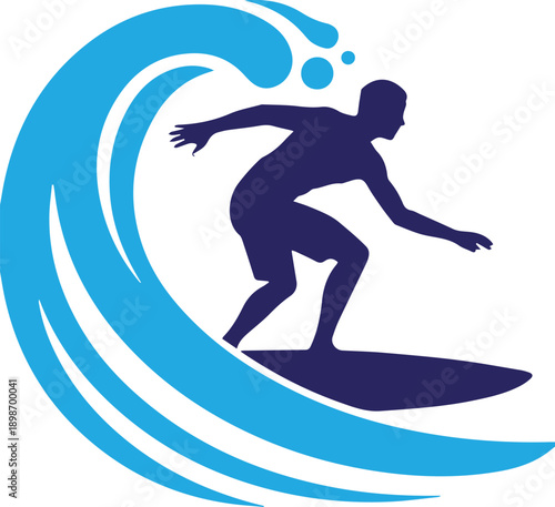 unique Surfer Riding Wave Icon