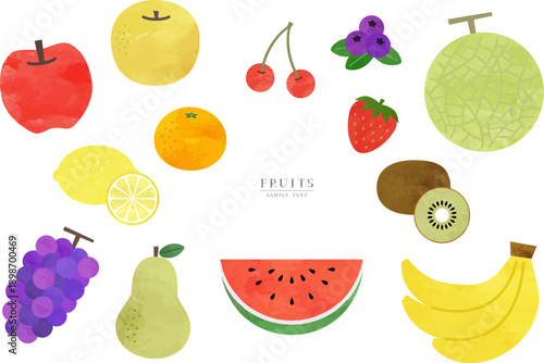 水彩風フルーツのイラスト素材セット / vector eps