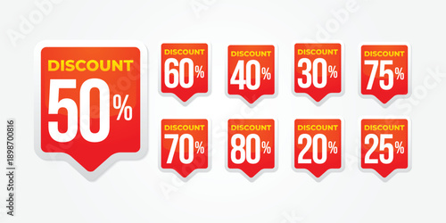 Discount sale banners with percentage tags vector illustration flat design
