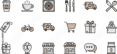 Set of vector food icons collection for web and design use