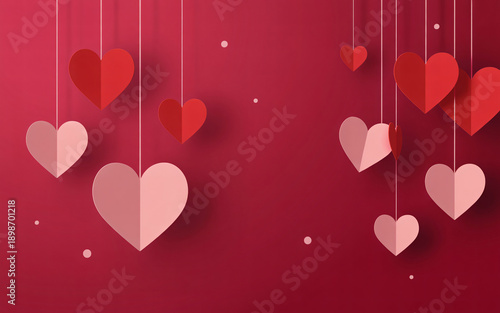 Red glowing heart bokeh background with floating lights, romantic Valentine mood