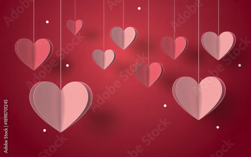 Dark red blurred heart background with soft glow, elegant romantic Valentine theme