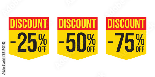 Discount sale banners 25 50 75 percent off vector illustration flat design