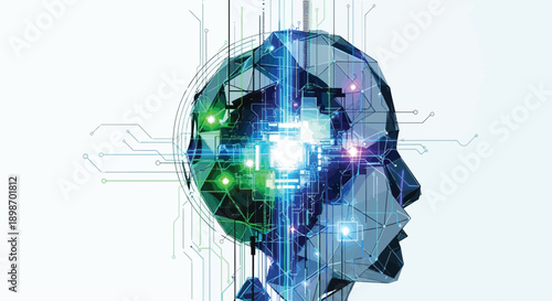 3d illustration of a futuristic ai microchip with glowing blue circuits	