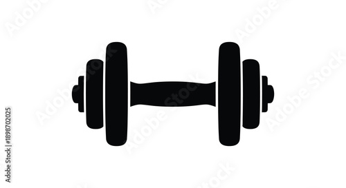 A stark black silhouette of a classic barbell featuring symmetrical plates and a central grip embodies strength and fitness silhouette