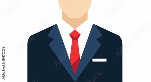 Businessman in Suit with Red Tie, Professional Corporate Avatar and Leadership Concept Illustration
