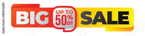 Big sale up to 50 percent off discount banner vector illustration flat design