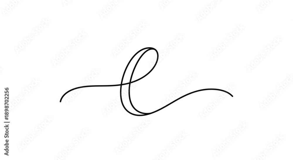 Obraz premium Elegant black and white cursive letter e with artistic swirls