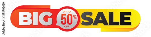 Big 50 percent off sale banner vector illustration flat design