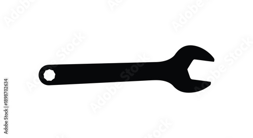 A stark black silhouette of a common open end wrench a tool used for gripping and turning fasteners silhouette high quality