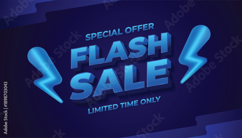 Flash sale banner with lightning bolts special offer vector illustration