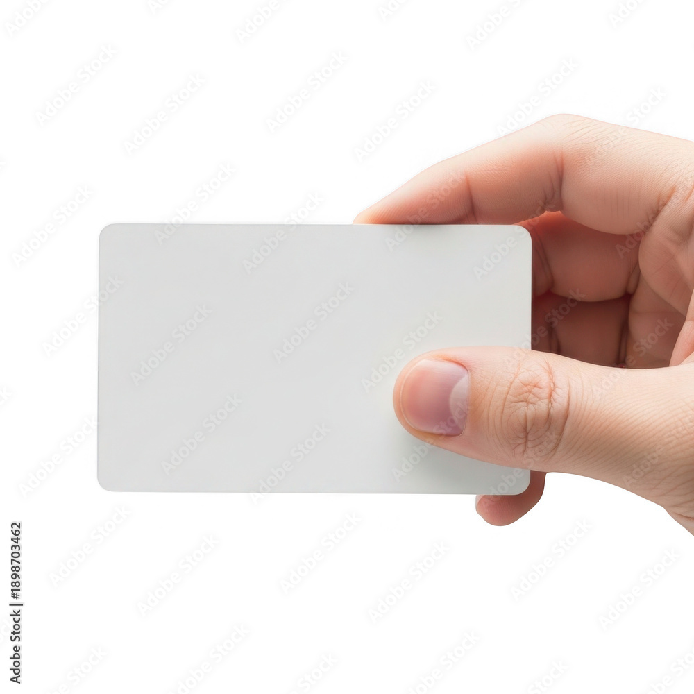 Fototapeta premium Hand holding blank card isolated on transparent background