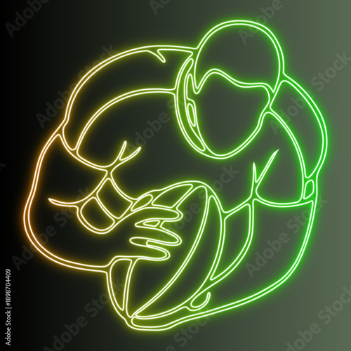 Neon Mushroom Illustration, Glowing Fungi Artwork, Psychedelic Mycology Design For Print And Digital Media