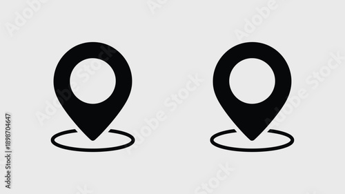 Two black map location pins on a white background isolated on white background, Vector, illustration